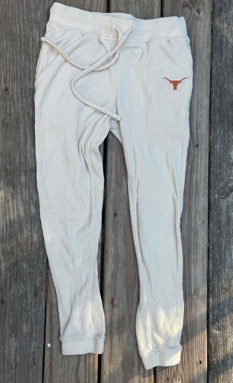 WEAR by Erin Andrews Texas Longhorns Cream Ribbed Knit Drawstring Sweatpants M